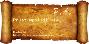 Prusz Apollónia névjegykártya